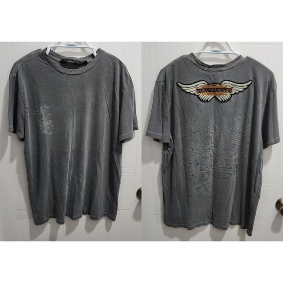VTG Harley Davidson Gray Twin Engine Diagram V Rod Patch T Shirt Biker Size XL - Picture 1 of 12